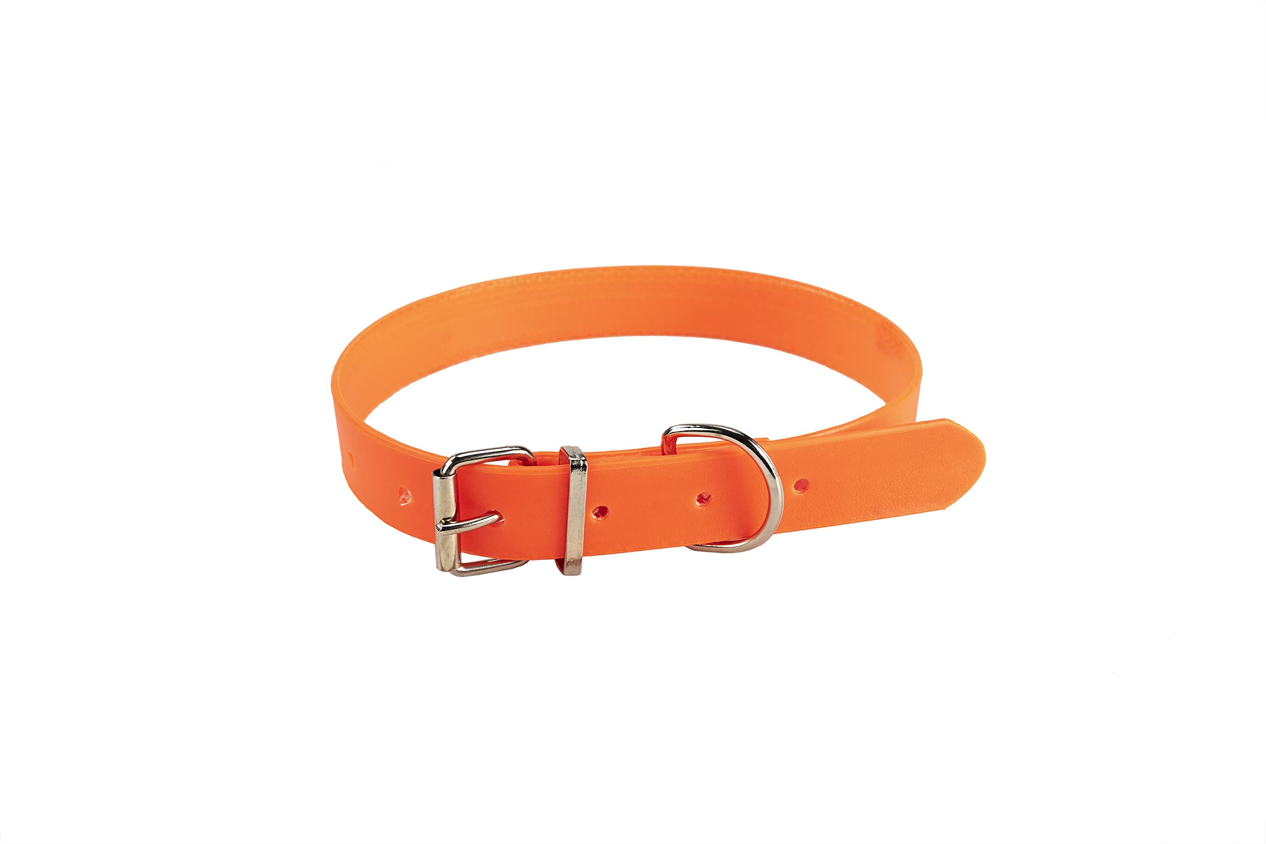 JANUEL - Dog Collar with PVC Strap - Length 60 cm x Width 25 mm - Orange, Orange/Neon