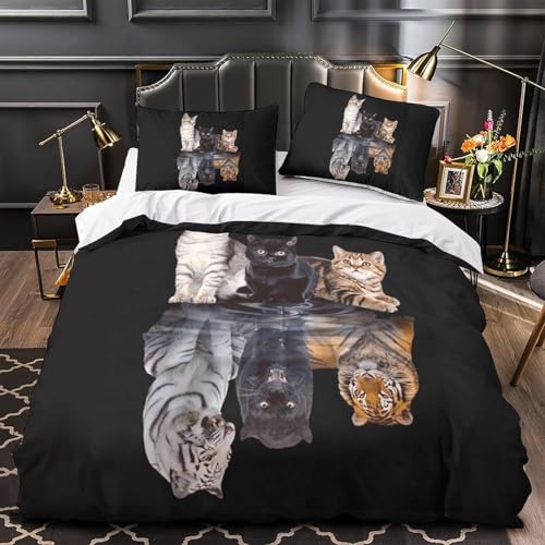 Parure de lit chat 200x200 cm housse de couette douce anti-acariens 3 pcs - 3