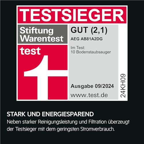 AEG Animal 8000 Staubsauger mit Beutel, Testsieger der Stiftung Warentest, hohe Saugleistung, Auto-Modus, 48% Recyclingkunststoff, Tierhaardüse, HEPA-Filtration, 12m, LED-Licht, AB81A2DG