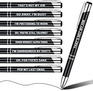 Nezyo 8 Packs Funny Pen Ballpoint Pens Set for Colleagues Funky Stationery Quirky Gift Cheeky Novelty Pens Office Desk Accessories Work Leaving Gift for Colleagues Teachers Adults (Black)