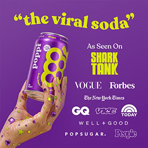 Poppi Sparkling Prebiotic Grape Soda W/Gut Health & Immunity Benefits, Beverages Made With Apple Cider Vinegar, Seltzer Water & Fruit Juice, Low Calorie & Low Sugar Drinks, 12Oz (12 Pack) #TOP4