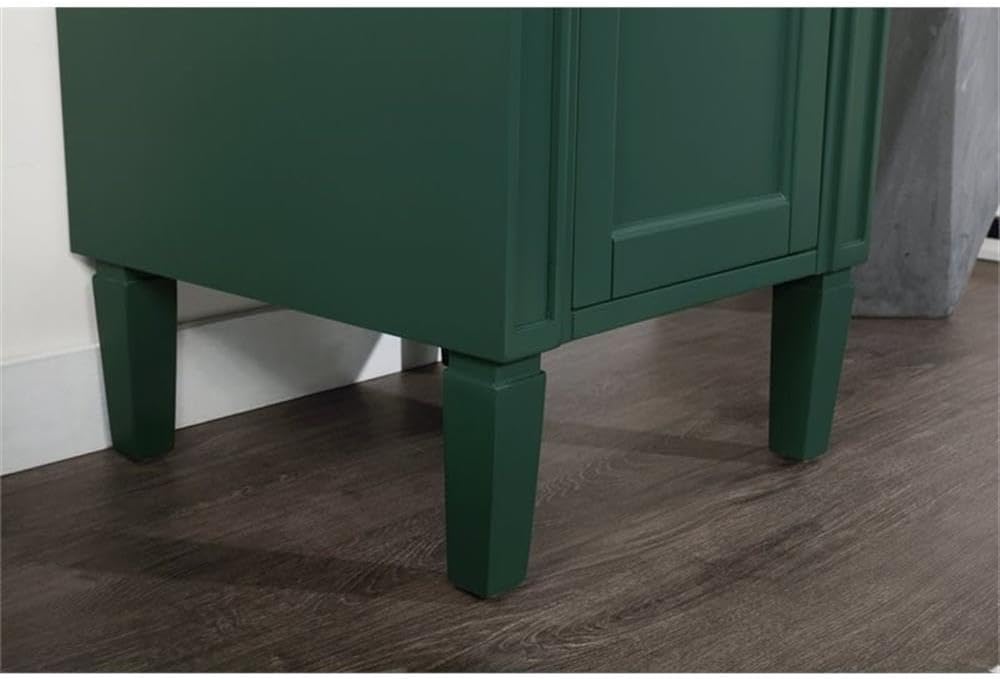 Elegant Decor Park Avenue 18" Metal MDF Marble Single Bathroom Vanity in Green