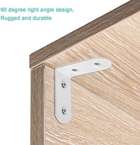 JatilEr 20 Pcs Corner Bracket 50 * 50 mm, White Right Angle Brackets 90 Degree Corner Brace Metal L Brackets Metal with 80 Screws for Wood Furniture Fixation
