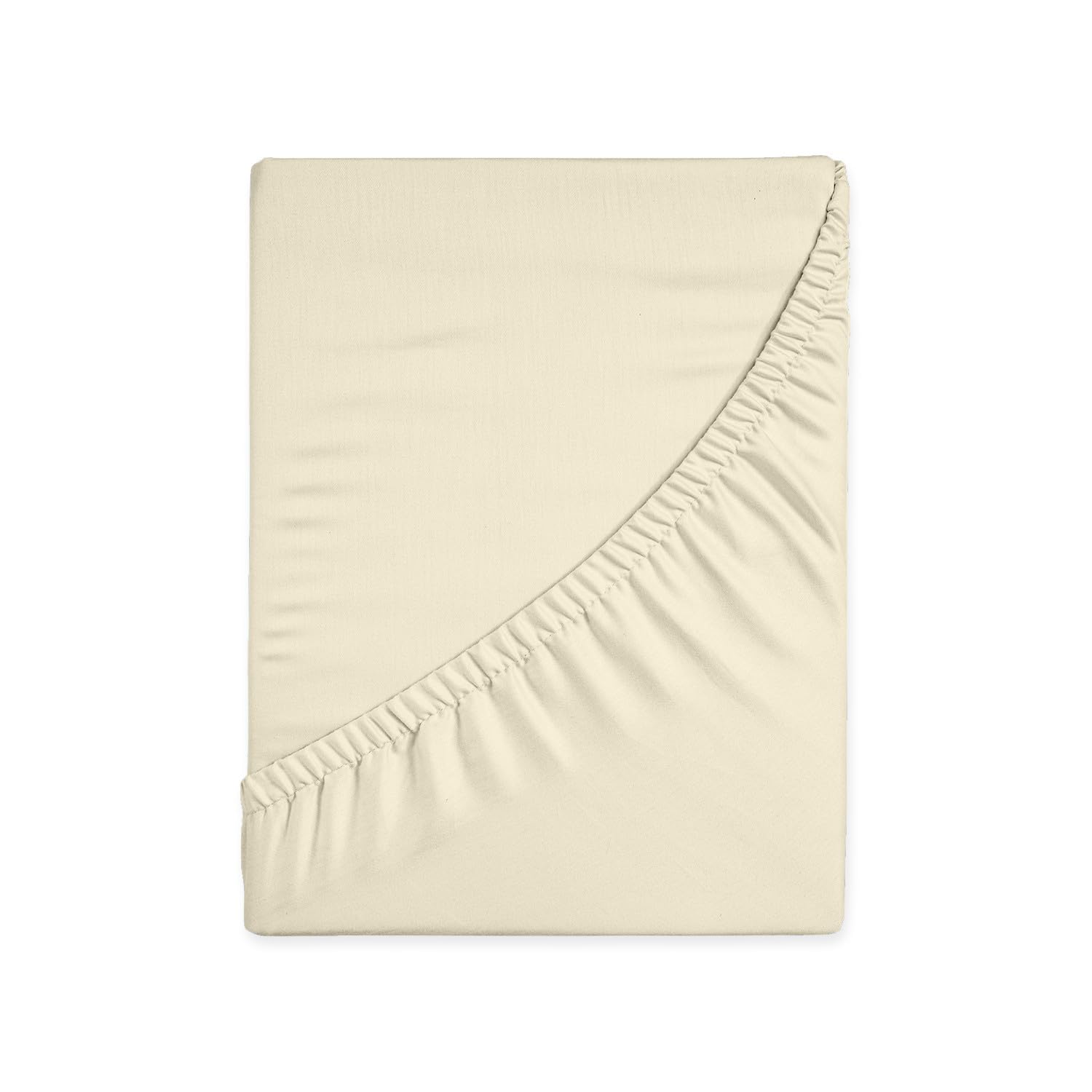 HUNTER BEDDING Pure 100% Cotton Small King Fitted sheet 400 Thread Count Long Staple Cotton 1PC Fitted Sheet 150x200 cm,Sateen Weave 40cm Deep Fitted Sheets (Ivory) โ image 1