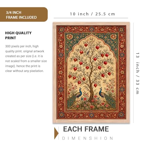 Image of kotart Decorative Traditional Wall Art Home Decor Madhubani Painting poster With Frame For Living Room Bed Room Hotel Wall Decor Digital Reprint Set of 3 (10X13 INCH)