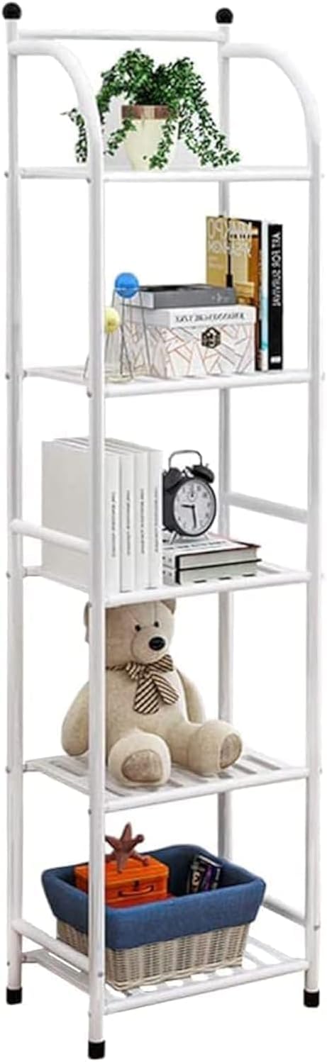 Bathroom Storage Open Shelf Unit,Storage Shelf Rack,Free-Standing Metal Corner Rack 5 Tier Bathroom Storage Open Shelf Unit,Storage Shelf Rack (White, 5-Tier)