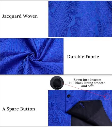 Image of DiBanGu Mens Paisley Suit Vest Silk Jacquard Waistcoat and Necktie Set Formal Shawl Collar Dress Vest 7PCS for Wedding Party