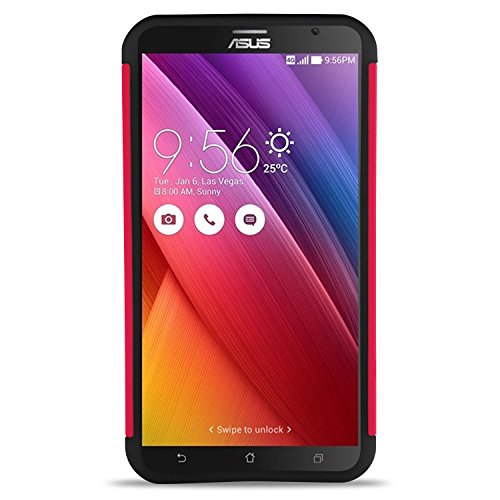 Asus Zenfone 2 Case, Coveron® [Aurora Series] Cute Rhinestone Bling Studded Hybrid Diamond Cover Skin Phone Case For Asus Zenfone 2 (5.5") - Hot Pink & Black #TOP1