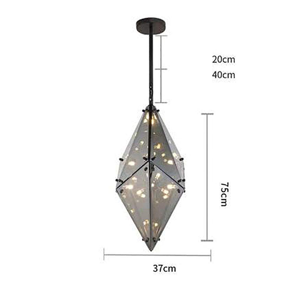 Creativo Diamante Diamante Vetro Lampadario,G4 Stile Nordico Ristorante Lampadario,Utilizzato Per Bar Per Il Tempo Libero Bar Decorazione Scala-Vetro oro e fuliggine 75 * 37cm