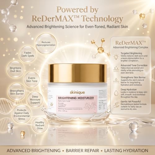 Image of Brightening Moisturizer With Korean Re-DerMAX, Papaya Extract & Niacinamide | Brighten - Barrier Repair - Hydrate | Face Moisturizer for Brighter Looking Skin & Uneven Skin Tone | Normal to Dry Skin | 50ml