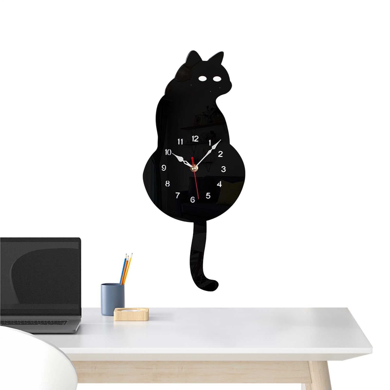 Horloge murale chat avec queue oscillante pour décoration de cuisine