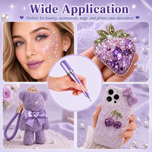 Image of SUBFIX Wireless Electric Diamond Art Pen, Vacuum Diamond Painting Pen No Wax Needed, 150 Ergonomic Tip, Quiet Lightweight & Rechargeable Diamond Art Accessories for Adults (Purple)