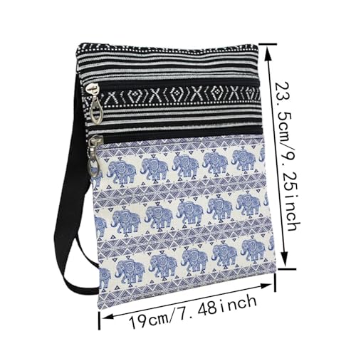 Ethnic Style Elephant Messenger Bag Small Ethnic Pattern Printed Adjustable Strap Crossbody Zipper Bag Bohemian Phone Bag Wallet Cute Shoulder Handbag for Women -42