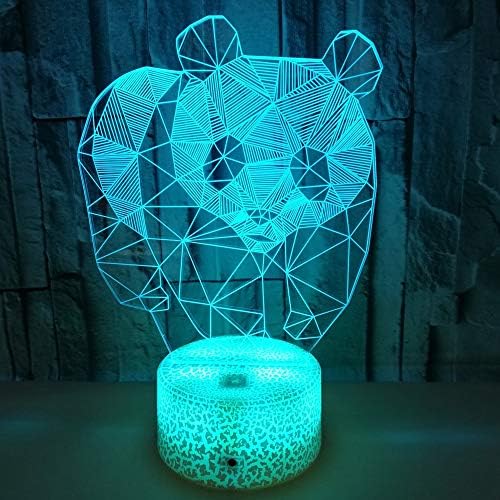 HLEARIT Panda 3D Night Light for Kids - Plug-in Optical Illusion Bedside Lamp LED Baby Room Decor Light Crack Lighting Base Remote Control Birthday Baby Shower Xmas Gift