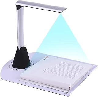 Qinwenyan Document Scanner Book Image USB Document Camera Scanner 5MP HD Max A4 Scan Size with OCR function LED light for the classroom (Color: Silver, Size: One Size)