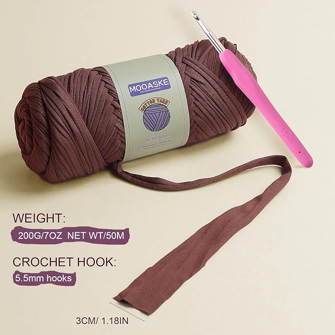 Image of Mooaske 4 Pack T Shirt Yarn for Crocheting, Tshirt Yarn for Crochet Bag Baskets Rug Dolls - 800g Chunky Thick Yarn Beginner Knitting Yarn Polyester-Spandex Blend High Elastic Fabric (White)
