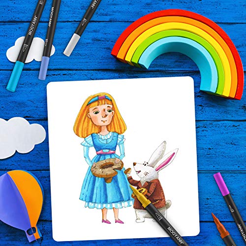 Mogyann Markers For Adult Coloring - 72 Color Dual Tip Brush Pens Coloring Markers Set #TOP5