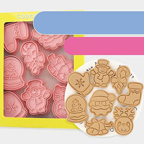 BNF 8Pcs Christmas Cookie Mold DIY Not Sticky for Kitchen Baking Tool Accessory B