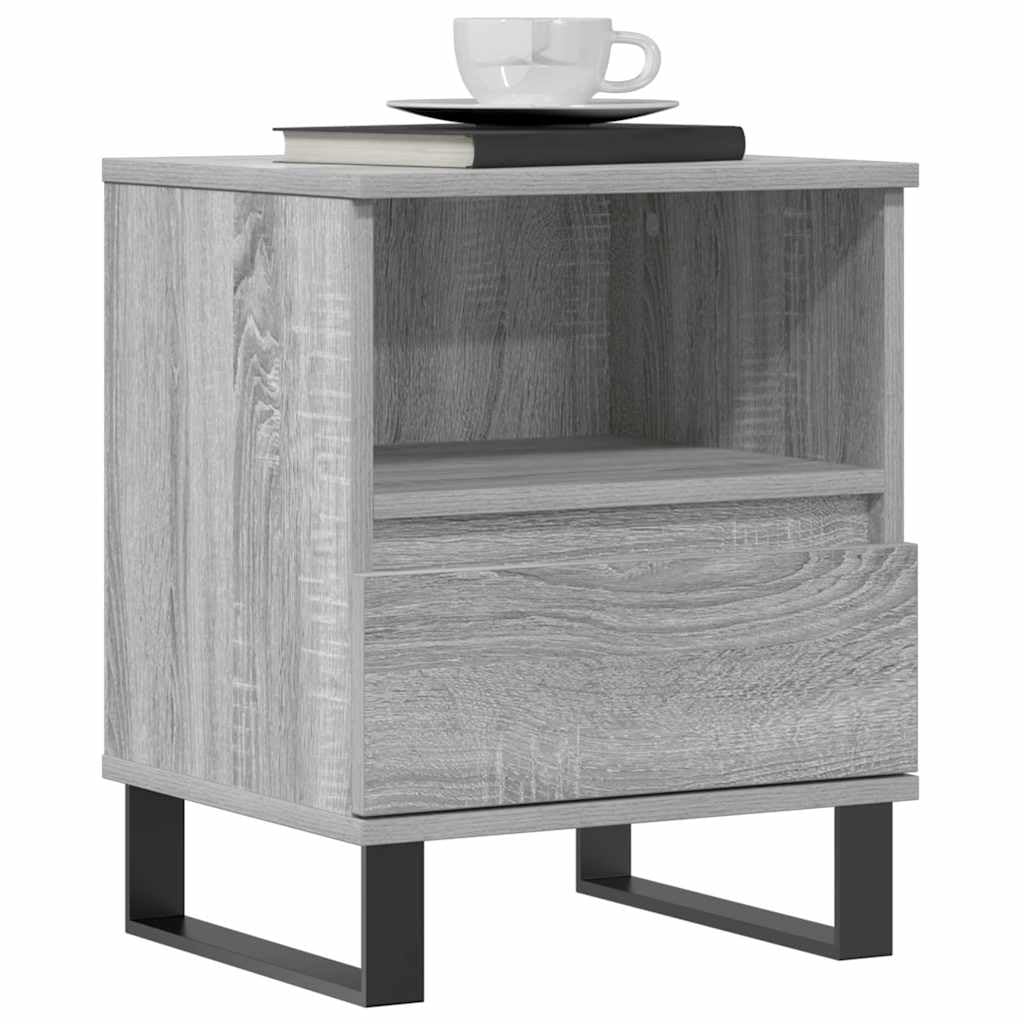 Eleganter Nachttisch mit Schublade und Fach aus Holzwerkstoff - Stabiles TV-Möbel mit Metallbeinen und feuchtigkeitsbeständiger Oberfläche für Wohnzimmer und Schlafzimmer