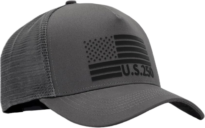 Image of USA Flag Snapback Hat Fits One Size&XXL /3XL - Mens Mesh Trucker Ball Hats - US 250th Anniversary Veterans Memorial Day Gifts
