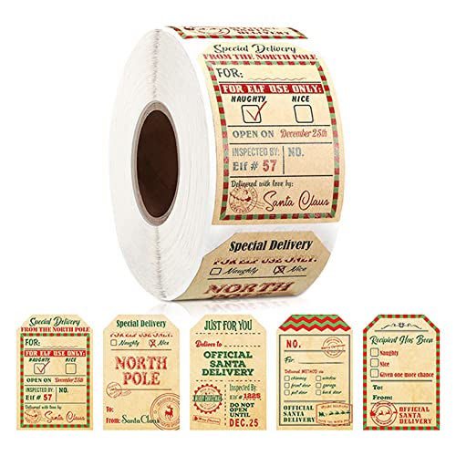 Rolo de 300 autocolantes From Pai Natal autocolantes de Natal autocolantes de presentes festival aniversário, cartões de felicitações, recortes, Pai Natal, 5 x 7,5 cm