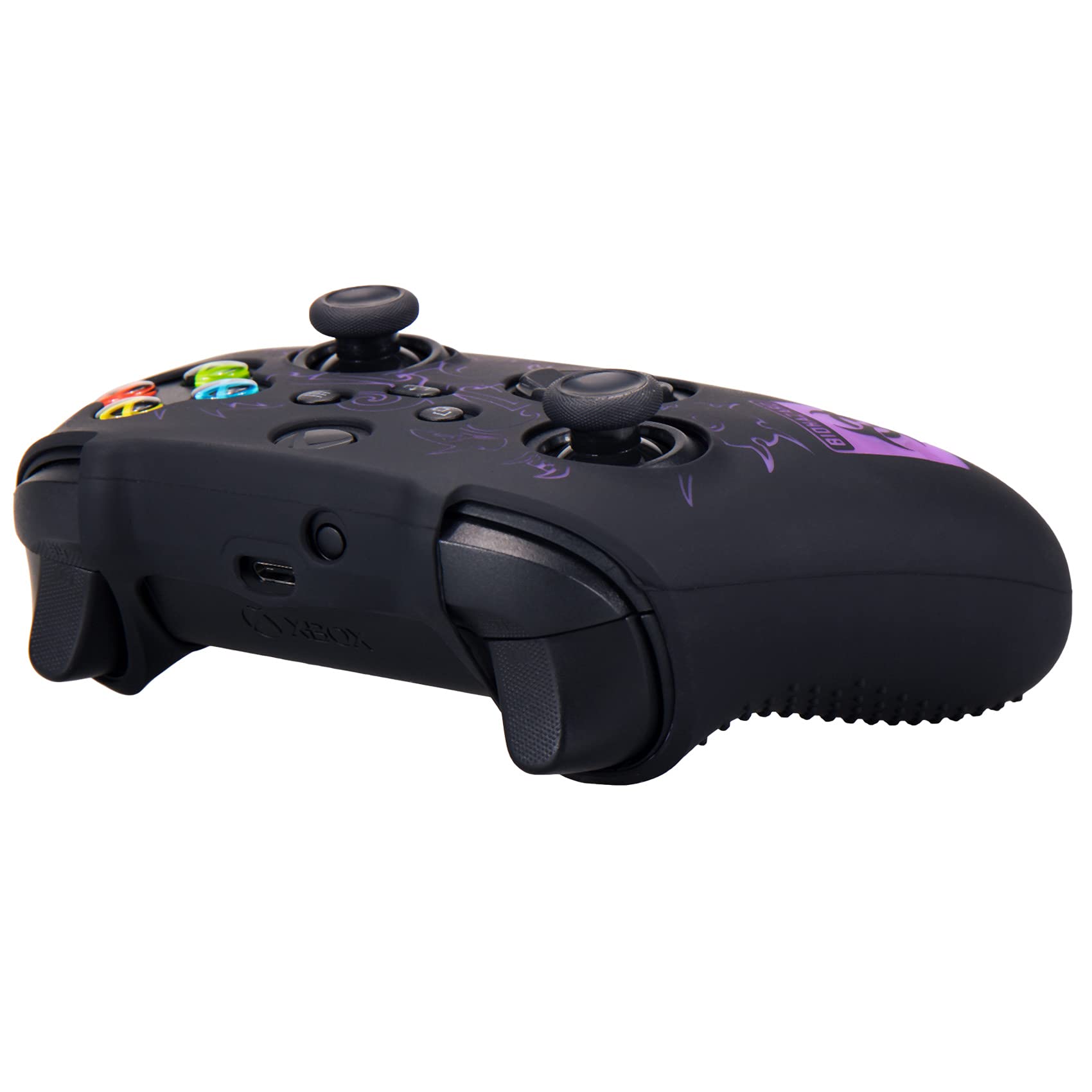 Yorha Silicona Talla Láser Funda Piel Carcasas Cubierta para Xbox Series X/S Mando x 1 (BH Morado) con Agarres para el Pulgar x 10