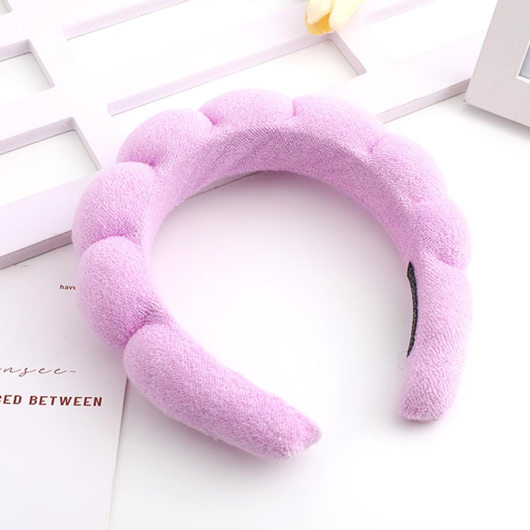 Spa Headbands Puffy Makeup Skincare Headbands for Washing Face or Facial Terry Cloth Fabric Shower Hair Accessory for Makeup Removal Shower Skin Treatment(Purple) - Image 3