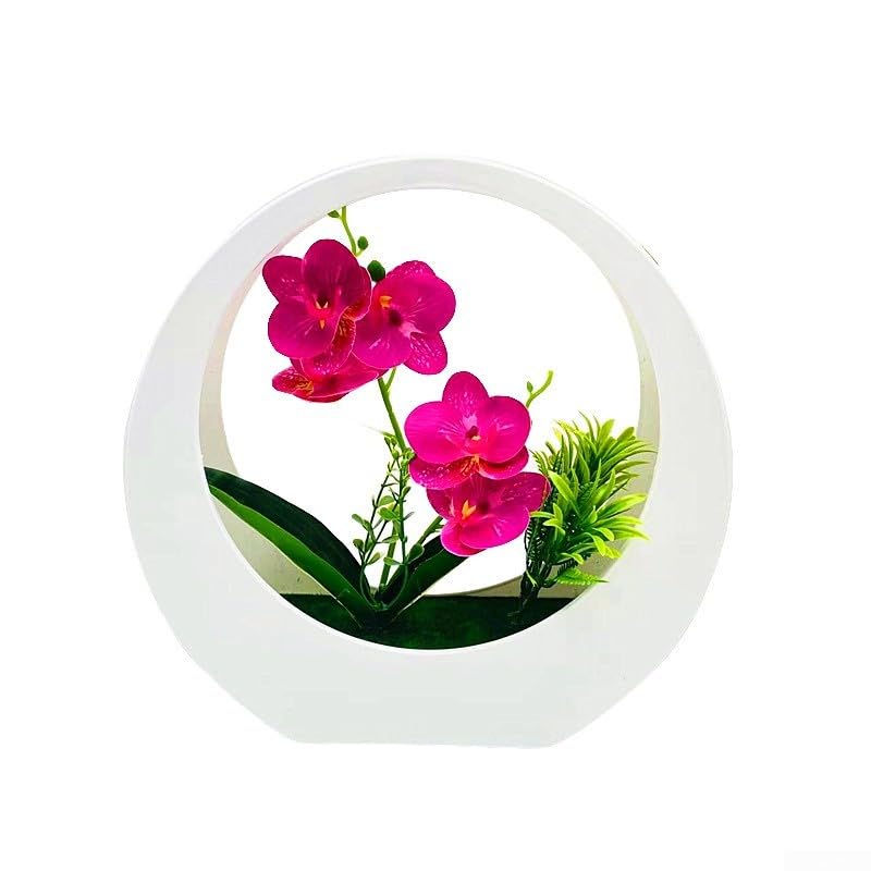 Piante artificiali in vaso, bonsai di orchidea di seta, pianta in vaso da parete Phalaenopsis, decorazione per la casa per soggiorno, camera da letto, ufficio (rosso 2)