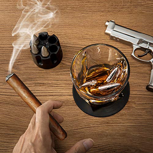 Image of Whiskey Bullet Stones, Stainless Steel Whisky Rocks, Reusable ice cube Metal Ice, Gifts for Men Dad, Christmas Stocking Stuffer, Whiskey Stones Rocks Bullet Shaped Ice Cubes (Standard Packing)