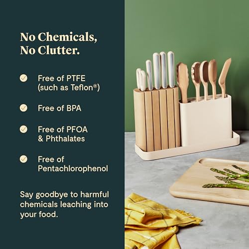 image for Caraway 14-Piece Kitchen Prep Set - Kitchen Knife Set & Wooden Utensil