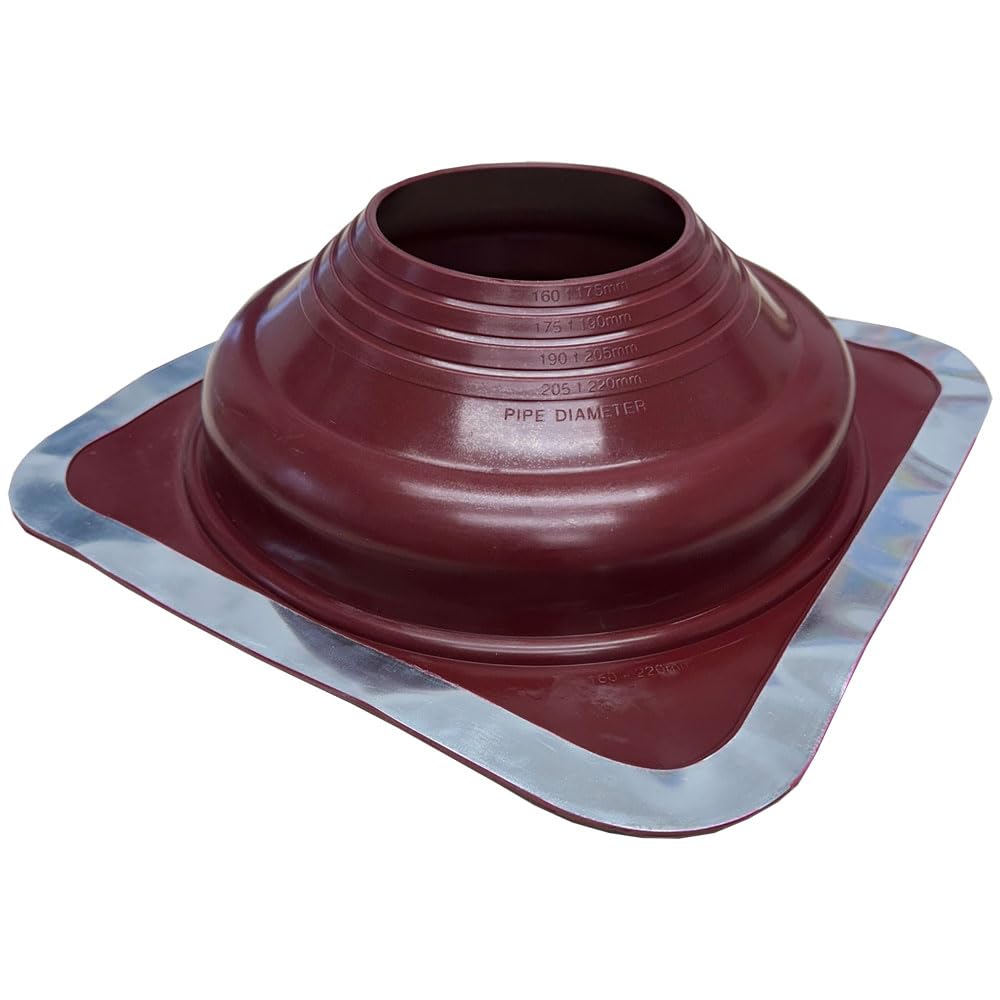 HT Rubber Pipe Flashing - Red High Temperature Silicone - Suits 160-220mm Diameter Pipes