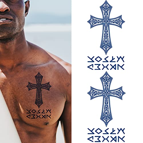 CUTELIILI Semi Permanent Tattoos for Men and Women,Cross Temporary Tattoo for Adults Kids, Realistic Fake Tattoo Stickers Waterproof and Long Lasting 2 -3 Weeks Christmas Gift