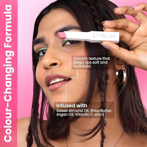 Image of Estelar pH Cherri Glow Lipstick, Color Changing Pink Lip Balm, Personalized Lip Tint pH Stick, Enriched with Sea Buckthorn, Almond and Argan Oil, Hydrating, Long-Lasting, Paraben Free, 2.6g