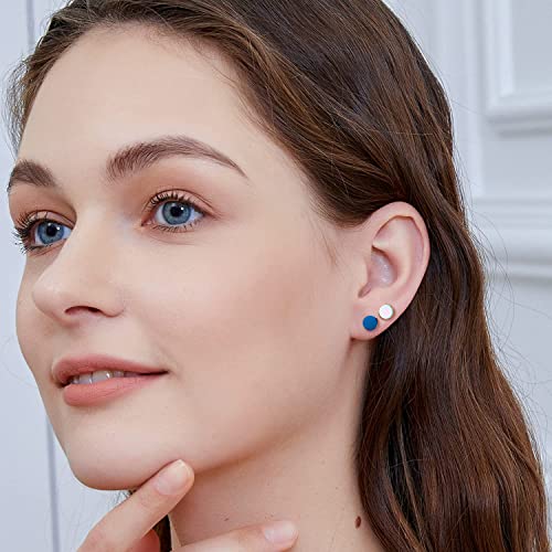 Pack Of Titanium Screw Flat Back Dot Earrings Huggie Hoop For Women Men 18G 18K Gold Plated Surgical Stainless Steel Studs Plugs Rainbow Hypoallergenic For Sensitive Ear Barbell Helix Body Piercing Post #TOP2