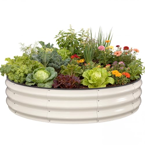 Pattiumo Galvanized Raised Garden Bed 441 FT Round Metal Raised Garden Bed Outdoor Planter Box with Open Bottom Rust-Resistant Steel Garden Bed for Vegetables Herbs Flowers Easy Assembly