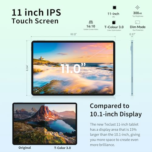 TECLAST Tablet 11 inch Android 14 Tablets, P50 14GB+128GB,1TB Expand, Widevine L1 Compatible 8-Core Tablet with 5G WiFi, 8000mAh Battery, 13MP Camera, 11" IPS Big Screen, GPS - Image 3