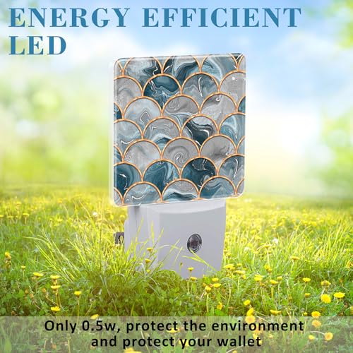 Image of Golden Fluid Marble Texture Night Light Plug into Wall with Dusk to Dawn Sensor Cute Nightlight for Kid Girls Boys Women Men Room Decor, Hallway, Kitchen, Bathroom, Nursery, Stairs