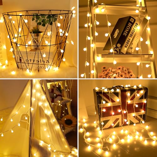 Kolpop Fairy Lights Battery Operated, 10.3M 80LED String Lights with Remote, 8 Lighting Modes, Timer, Dimmable, Waterproof Globe Christmas Light for Outdoor Indoor Bedroom Garden(Warm White) - Cosy Home Interiors Kolpop Fairy Lights Battery Operated, 10.3M 80LED String Lights with Remote, 8 Lighting Modes, Timer, Dimmable, Waterproof Globe Christmas Light for Outdoor Indoor Bedroom Garden(Warm White) - Image 5