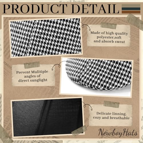 Image of Newcotte Newsboy Cap for Men Classic Herringbone Tweed Flat Cap Irish Beret Hat for Cabbie Driving Hunting