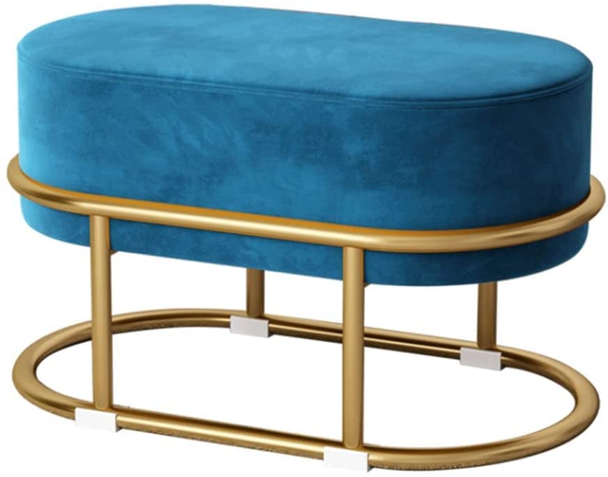 Tabouret bas rond en velours vert, repose-pieds et pouf de coiffeuse