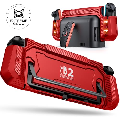 Image of Dockable Red Case for Nintendo Switch 2,[Exclusive Pop-up Joy-Con Quick Release][Military-Grade Protection][Stand Compatible] Switch 2 Protective Case with Ergonomic Grip, Shell for Switch 2 Console