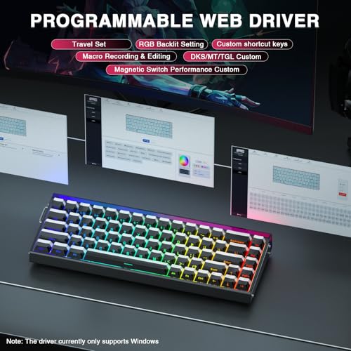Image of AULA Hero 68 HE 60% Gaming Keyboard Wired, Hall Effect Magnetic Switch Keyboard with 8K Hz Polling Rate, Side Printed PBT Keycaps, RGB Backlit Light Box, Customizable Web Software for PC /Mac Gamers