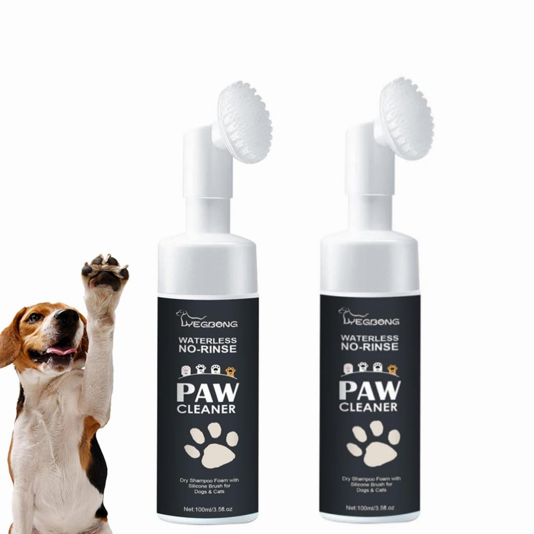 Espuma de lavado para patas de perro, espuma limpiadora de patas, limpiador de patas de perro, cepillo limpiador de patas de gato, champú sin agua para mascotas con cepillo de perro para limpiador