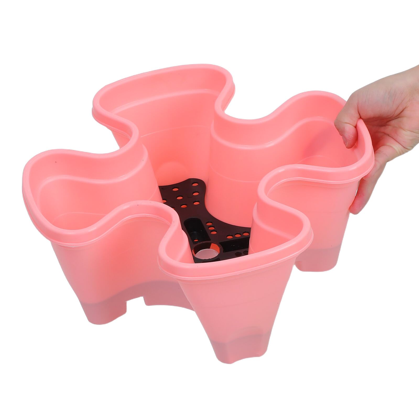 ibasenice Jardinière Empilable 6 Pièces en Plastique Rose Tour de Jardinage Verticale Multifonction pour Fraisiers et Plantes d'Extérieur Pots à Fleurs Modulables pour Terrasse et Balcon