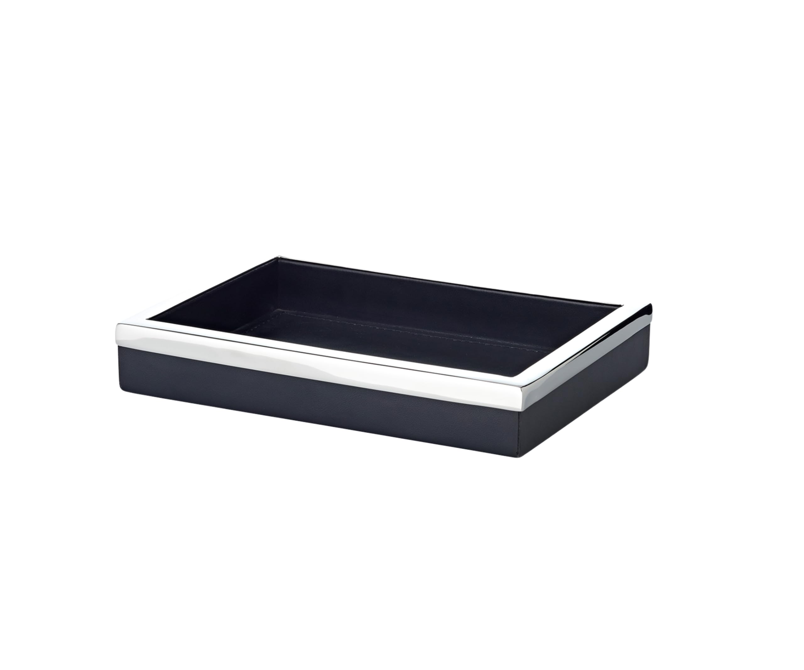 EDZARD Bandeja para servir Scott (14 x 20 cm), color negro, rectangular, acero con funda de piel sintética