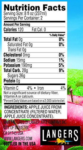 Image of Langers 100% Apple Juice, 15.2 Fl Oz (Pack of 12)