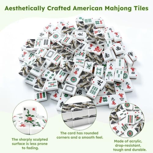 Juego de Mahjong Americano con 166 Fichas Acrílicas miniatura 6