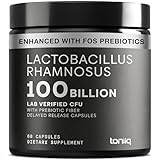 Toniiq Lactobacillus Rhamnosus – Ultra High Strength 100B CFU with Prebiotic FOS – Delayed Release Capsules – Third-Party Lab Tested – 60 Capsules
