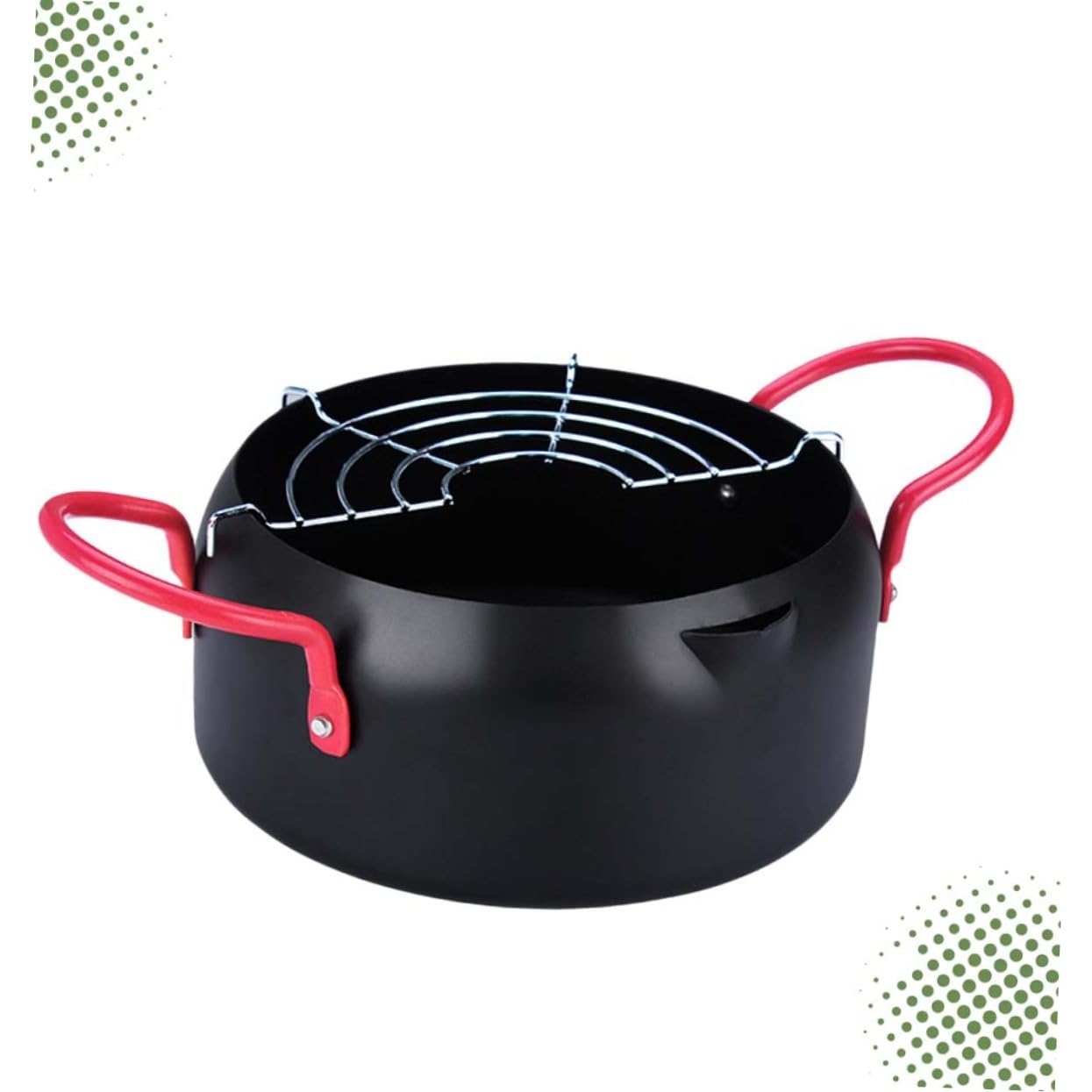 MUCKLILY Frying Pan Household Tempura Fryer for Induction Cooker Gas Stove Deep Frying Pot with Filter Rack Compact Design for Efficient Oil Use Black