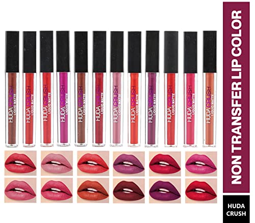Sh.Huda Hudacrush Beauty Matte Finish, Long Lasting, Waterproof Liquid Lipsticks Combo Set For Women - 12Pcs - Image 3